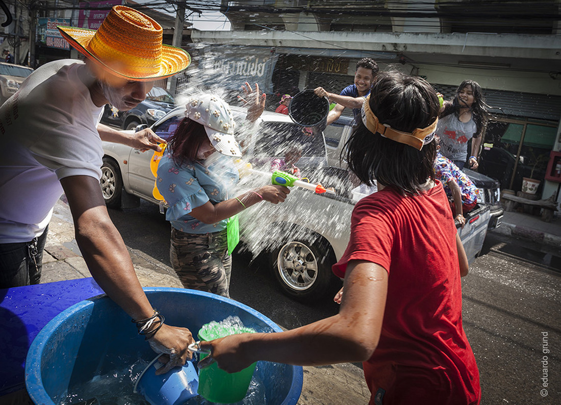 Calle Phimai durante el Songkran