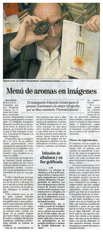 Recorte prensa premio gourmand Eduardo Grund 